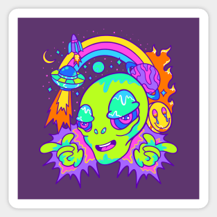 Alien Galaxy Trippy Psychedelic Sticker